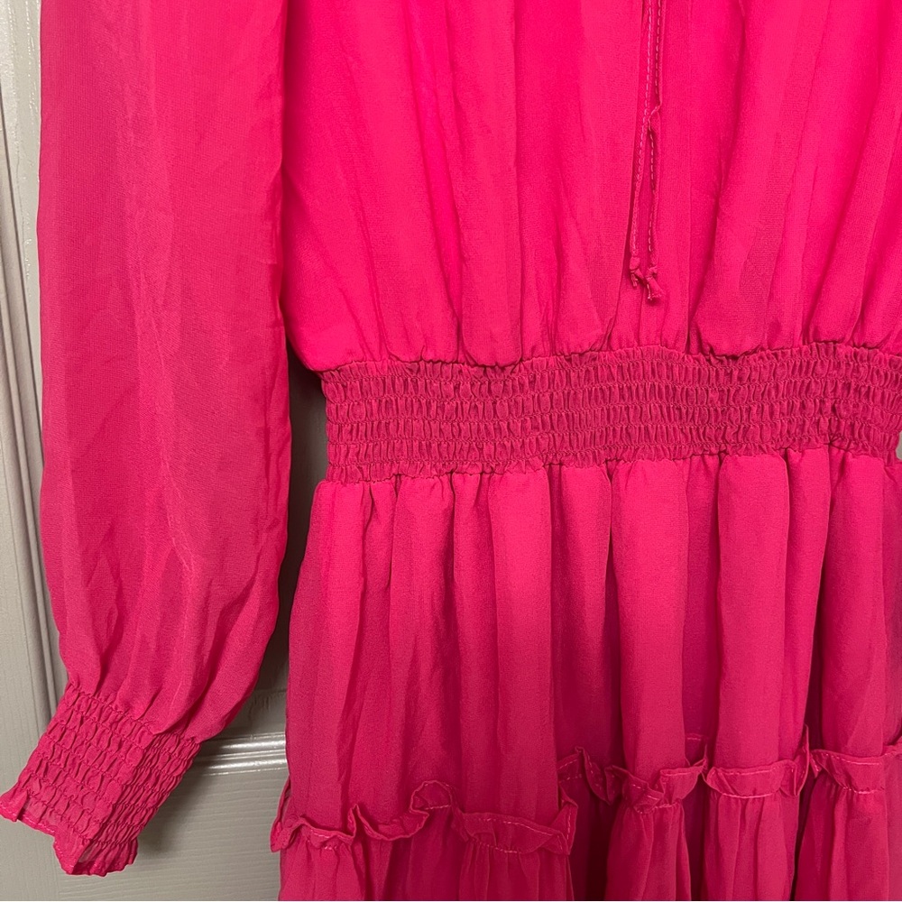 NWT Nordstrom Pink Long Sleeve Tiered Mini Dress - Picture 10 of 10